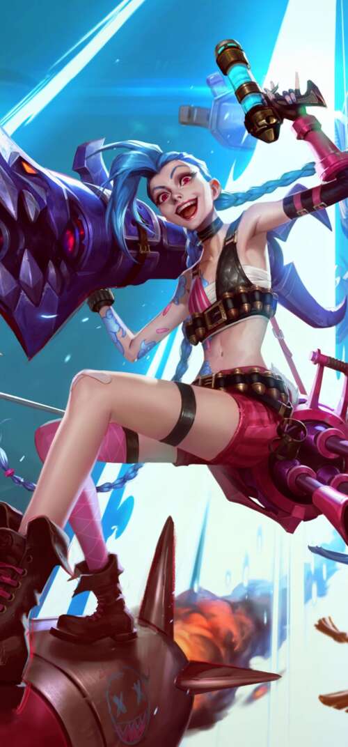 High-resolution character art featuring Lux and Jinx from League of Legends: Wild... Samsung Galaxy S26 Ultra free background