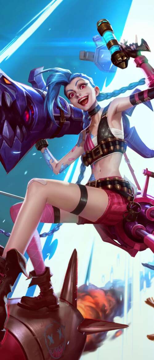 High-resolution character art featuring Lux and Jinx from League of Legends: Wild... Motorola Razr Fold