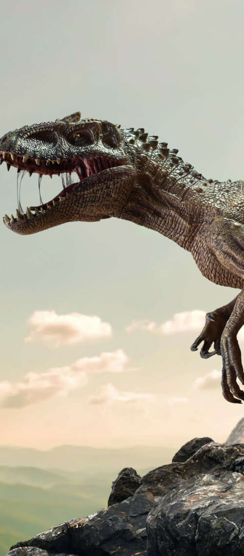 A prehistoric dinosaur navigating through a canyon of large, ancient rocks and stone... Blackview WAVE 10 free background images
