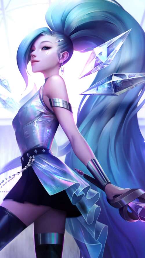 Seraphine, the K-pop idol from League of Legends K/DA, featuring a glamorous and... mobile wallpaper