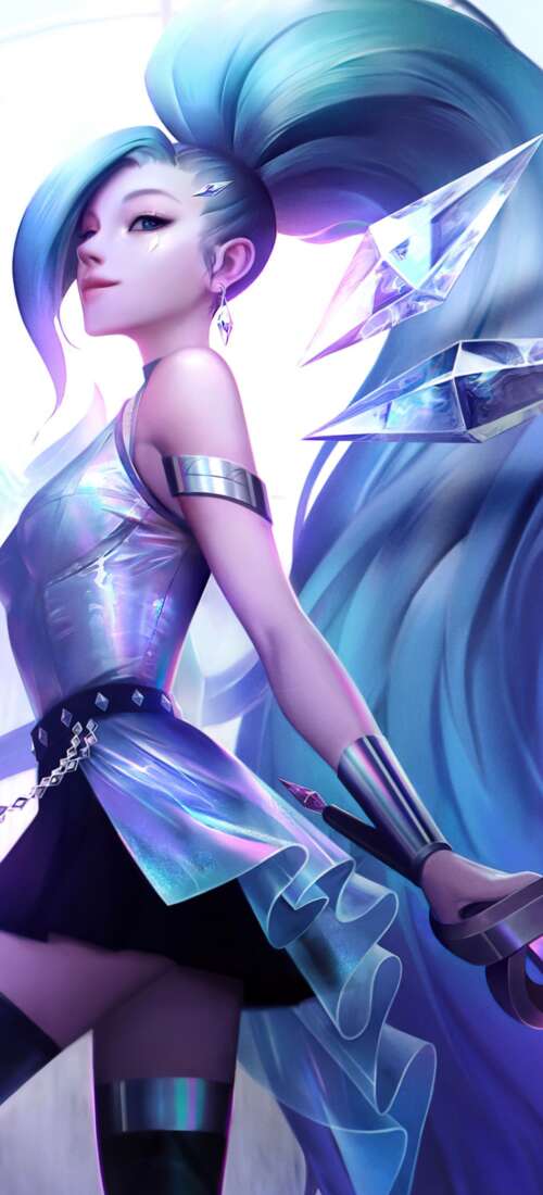 Seraphine, the K-pop idol from League of Legends K/DA, featuring a glamorous and... Honor Magic V6 hand phone wallpaper