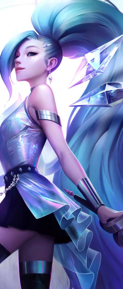 Seraphine, the K-pop idol from League of Legends K/DA, featuring a glamorous and... Motorola Razr Fold free hd wallpapers