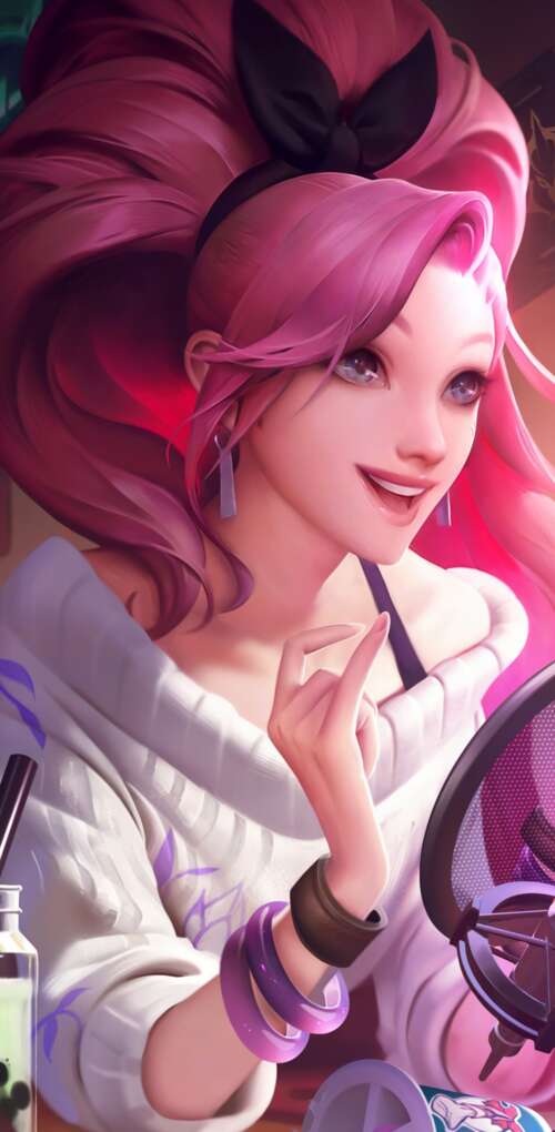 Seraphine from League of Legends K/DA featuring her signature pink hair and glamorous... Huawei Mate 30 Pro wallpaper download