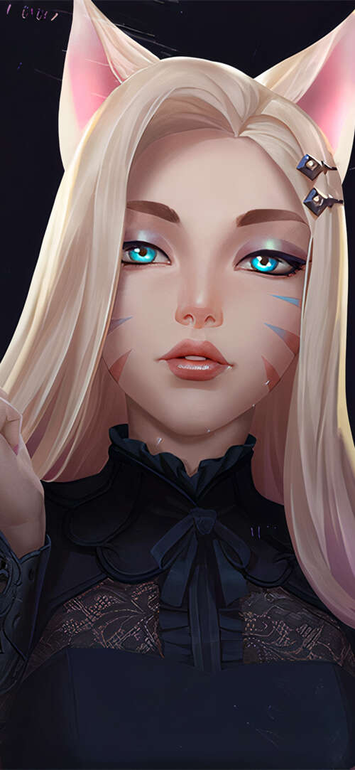 Ahri from League of Legends in her K/DA outfit with a dark background Sharp Aquos R10 hd background