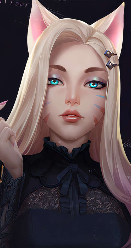 Ahri from League of Legends in her K/DA outfit with a dark background Sharp Aquos C10
