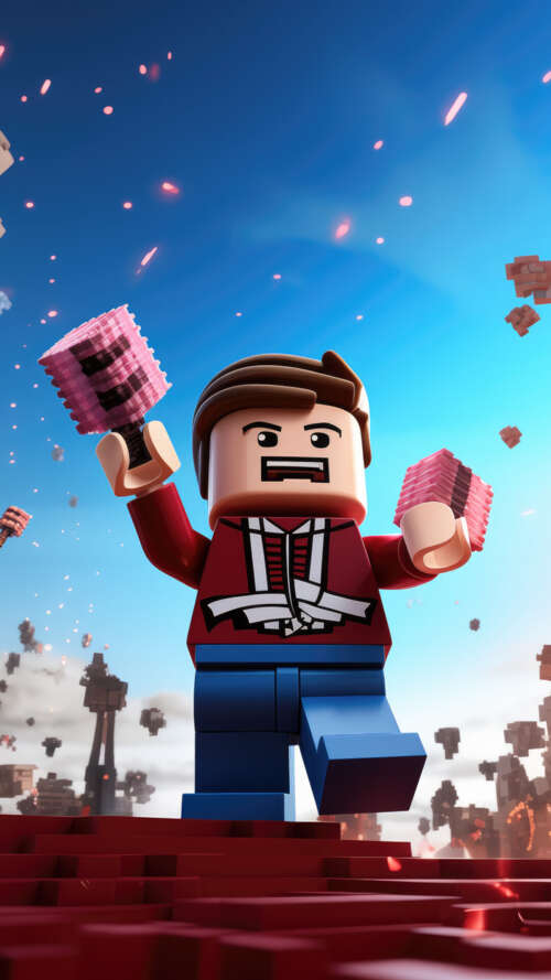 A colorful 3D character constructed from blocks, set within a vibrant digital gaming... lava Play Max wallpaper photo gallery download