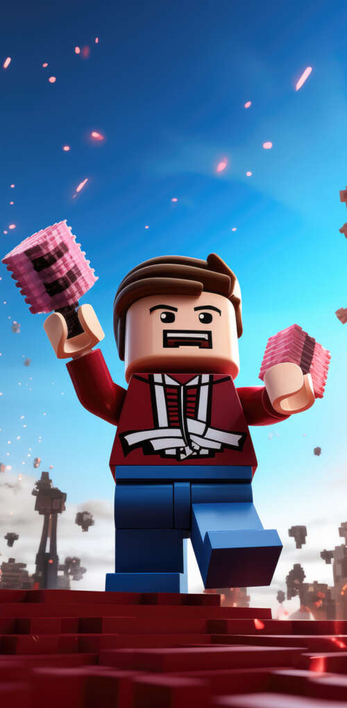 A colorful 3D character constructed from blocks, set within a vibrant digital gaming... Huawei Mate 30 Pro wallpaper photo gallery download
