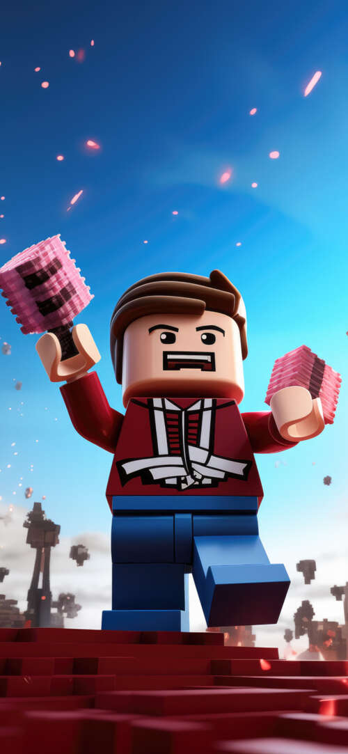 A colorful 3D character constructed from blocks, set within a vibrant digital gaming... Sharp Aquos R10 wallpaper photo gallery download