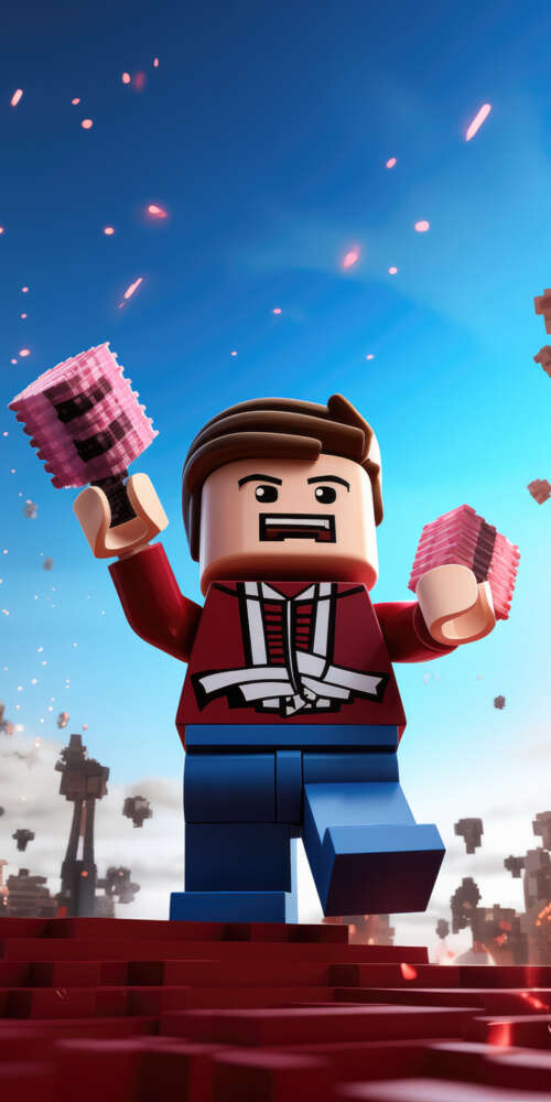 A colorful 3D character constructed from blocks, set within a vibrant digital gaming... Doogee Fire 3 Max wallpaper photo gallery download
