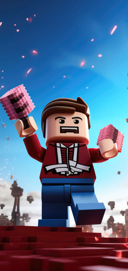 A colorful 3D character constructed from blocks, set within a vibrant digital gaming... Oppo A6s wallpaper photo gallery download