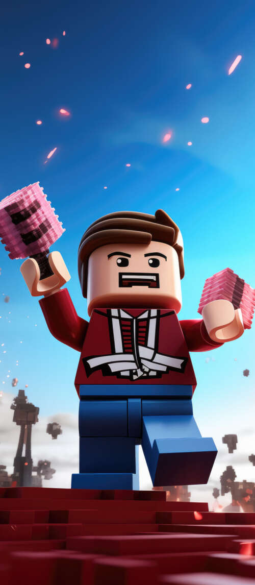 A colorful 3D character constructed from blocks, set within a vibrant digital gaming... Xiaomi Redmi 14C 5G wallpaper photo gallery download