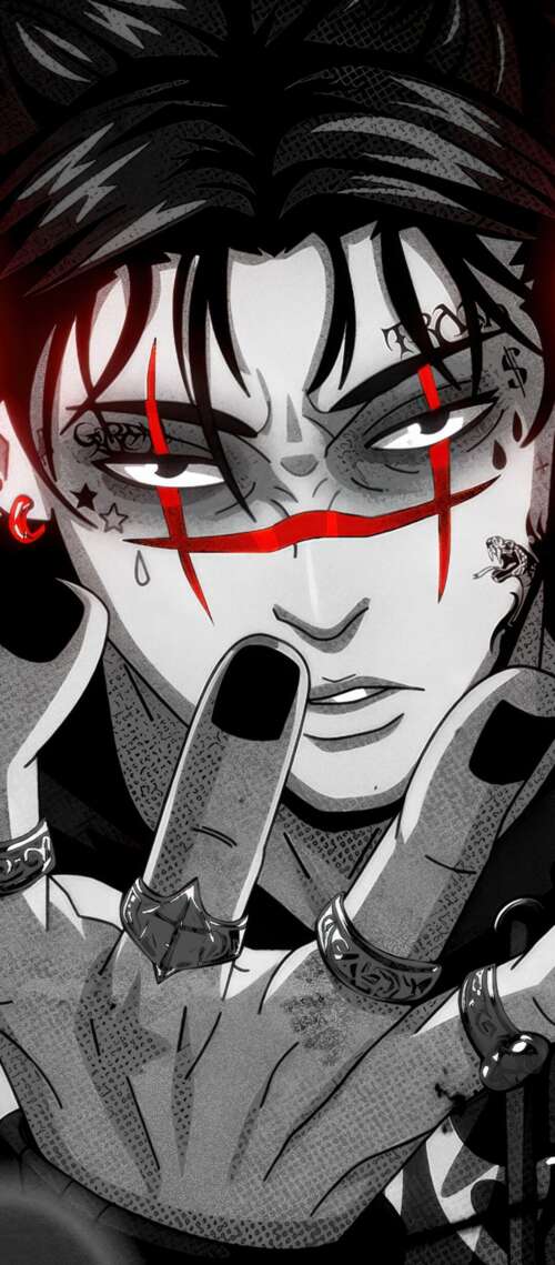 A dramatic portrait of Choso from Jujutsu Kaisen set against a deep red aesthetic... Blackview WAVE 10 free hd wallpapers