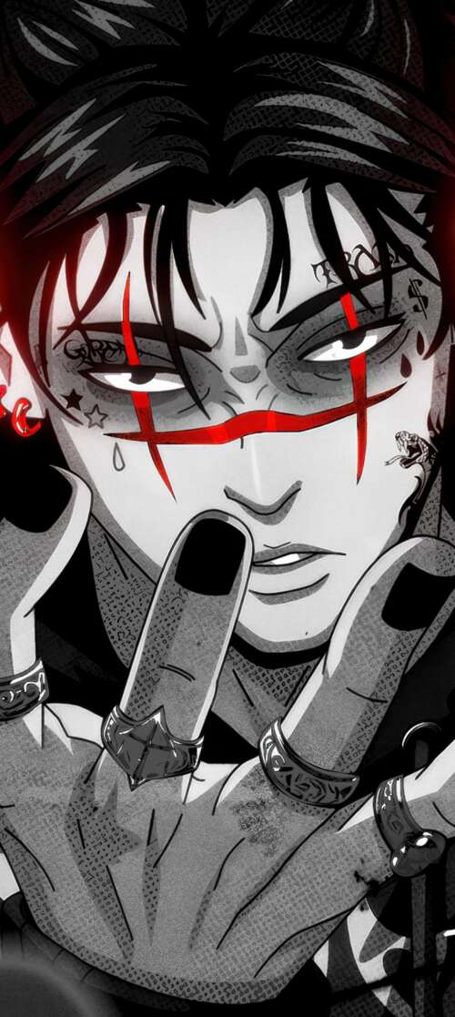 A dramatic portrait of Choso from Jujutsu Kaisen set against a deep red aesthetic... Blackview WAVE 7C free hd wallpapers