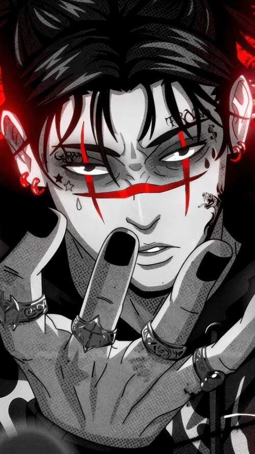 A dramatic portrait of Choso from Jujutsu Kaisen set against a deep red aesthetic... lava Play Max free hd wallpapers