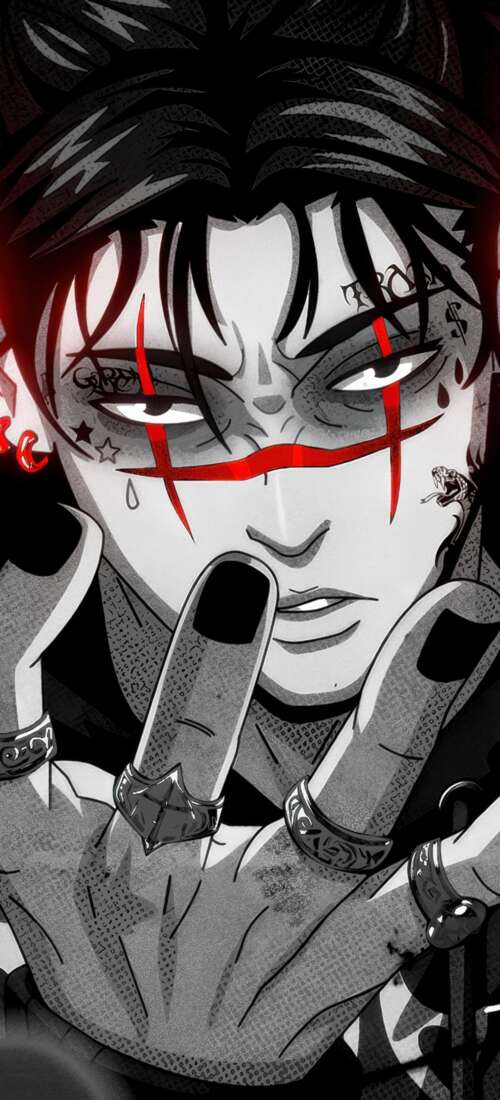 A dramatic portrait of Choso from Jujutsu Kaisen set against a deep red aesthetic... Honor Magic V6 free hd wallpapers