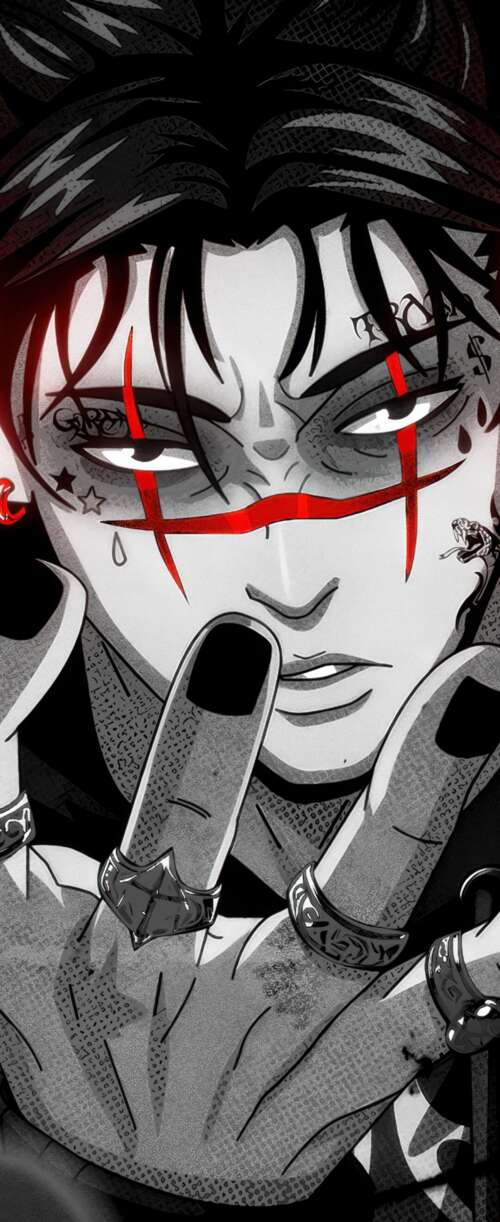 A dramatic portrait of Choso from Jujutsu Kaisen set against a deep red aesthetic... Meizu Note 16 free hd wallpapers