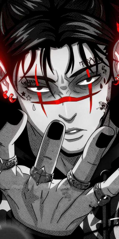 A dramatic portrait of Choso from Jujutsu Kaisen set against a deep red aesthetic... Doogee Fire 3 Max free hd wallpapers