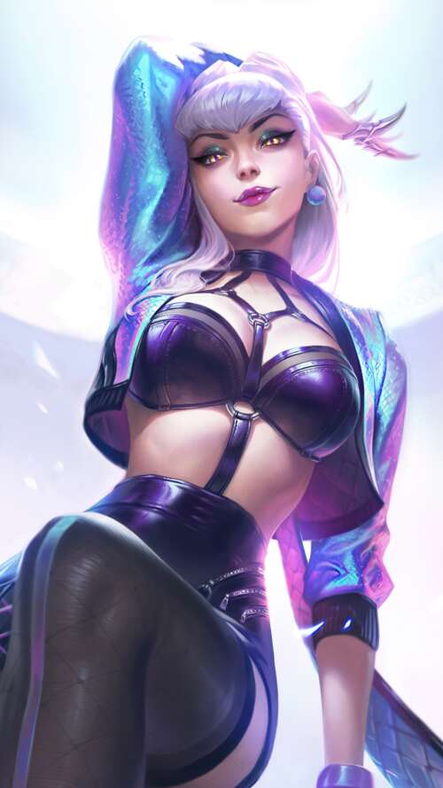 Evelynn from the K/DA lineup in League of Legends featuring her signature glamorous... lava Play Max mobile wallpaper