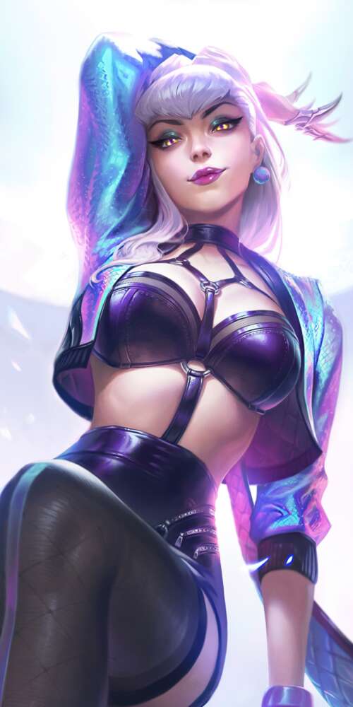 Evelynn from the K/DA lineup in League of Legends featuring her signature glamorous... Doogee Fire 3 Max mobile wallpaper