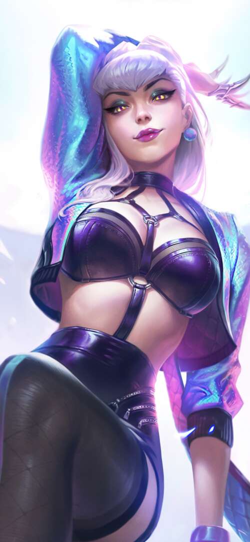 Evelynn from the K/DA lineup in League of Legends featuring her signature glamorous... Sharp Aquos R10 mobile wallpaper