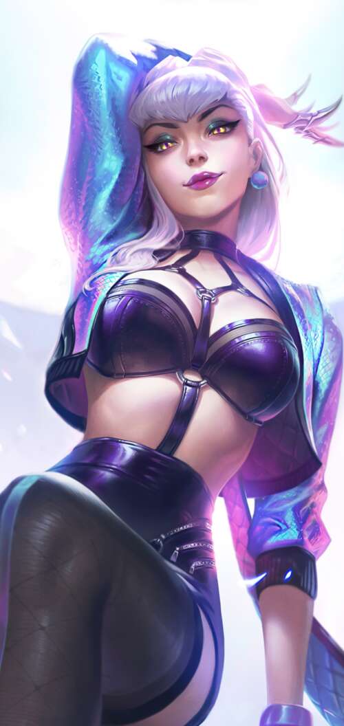 Evelynn from the K/DA lineup in League of Legends featuring her signature glamorous... Oppo A6s mobile wallpaper