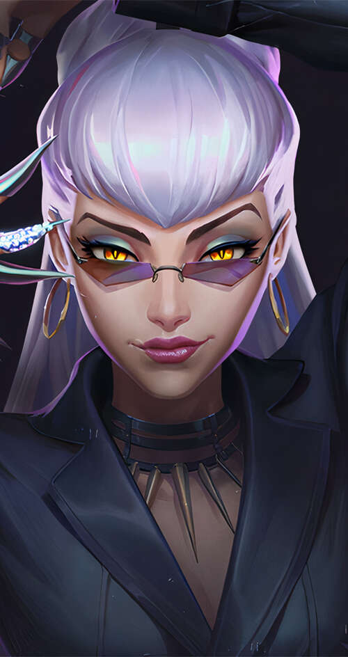 Dark themed portrait of Evelynn from League of Legends featuring a mysterious and... Sharp Aquos C10 wallpaper