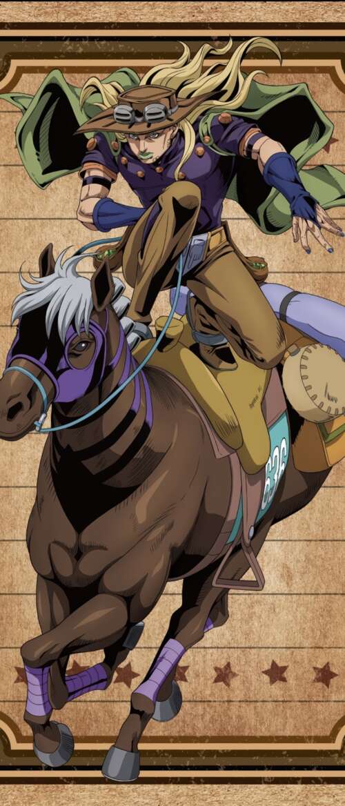 Johnny Joestar and Gyro Zeppeli from JoJo's Bizarre Adventure: Steel Ball Run anime... Samsung Galaxy Z Flip7 free wallpaper