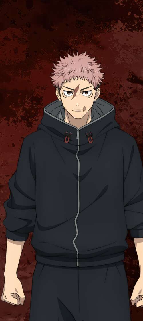 Cinematic 5K portrait of Yuji Itadori from Jujutsu Kaisen featuring his signature... Blackview WAVE 7C wallpaper download
