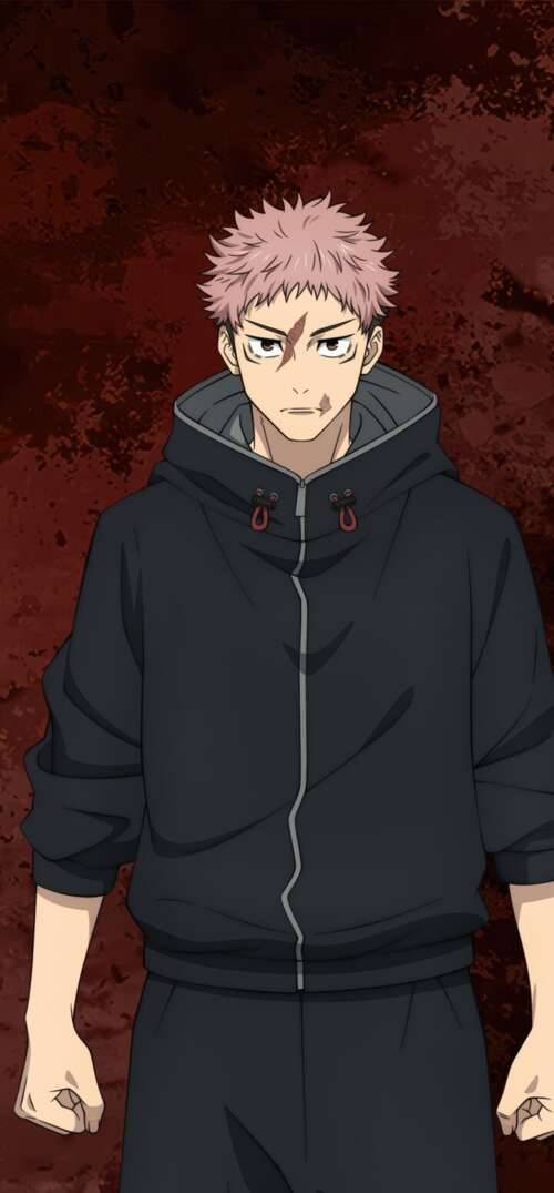 Cinematic 5K portrait of Yuji Itadori from Jujutsu Kaisen featuring his signature... UmiDigi Umidigi X wallpaper download