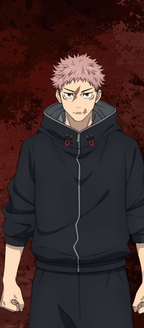 Cinematic 5K portrait of Yuji Itadori from Jujutsu Kaisen featuring his signature... Blackview WAVE 10 wallpaper download