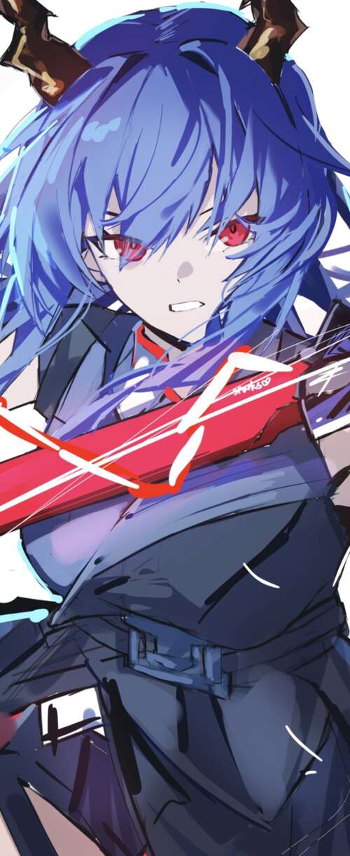 High-resolution anime girl in Arknights-style tactical combat gear and techwear. Samsung Galaxy Z Flip7 FE wallpaper