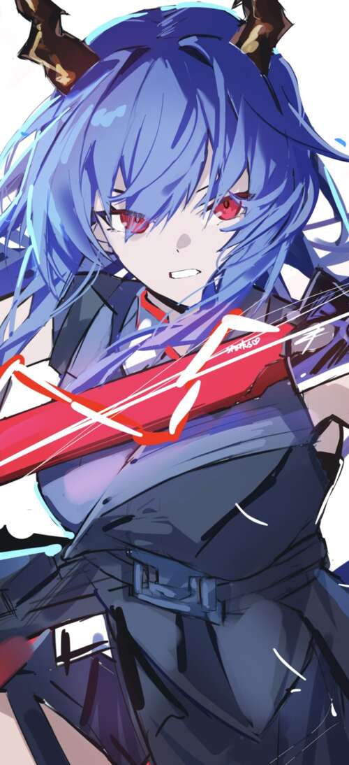 High-resolution anime girl in Arknights-style tactical combat gear and techwear. Oppo A6 GT download free phone wallpaper
