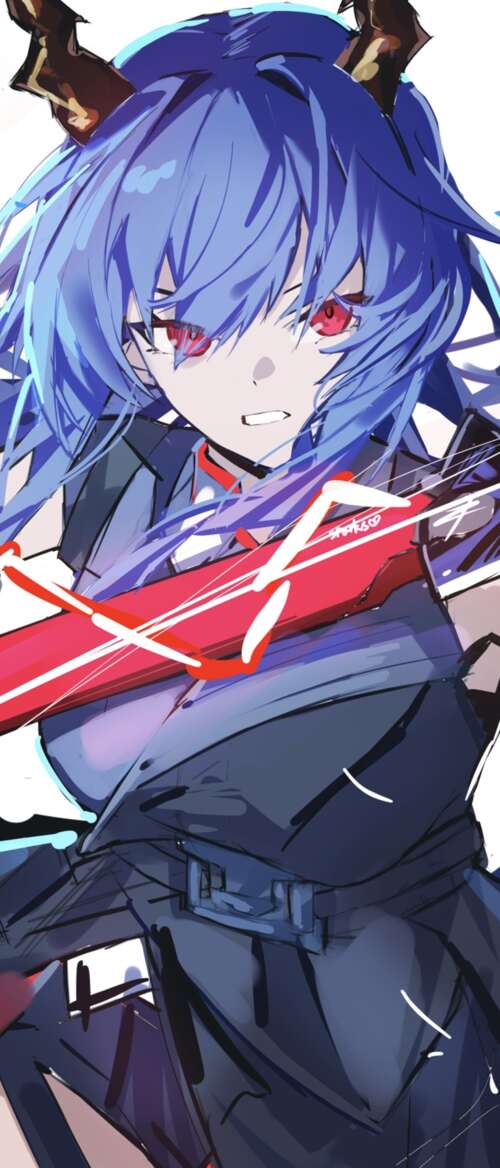 High-resolution anime girl in Arknights-style tactical combat gear and techwear. Samsung Galaxy Z TriFold hd background