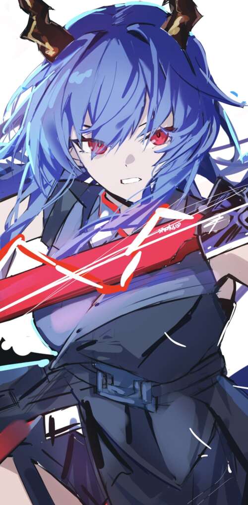 High-resolution anime girl in Arknights-style tactical combat gear and techwear. Huawei Mate 30 Pro