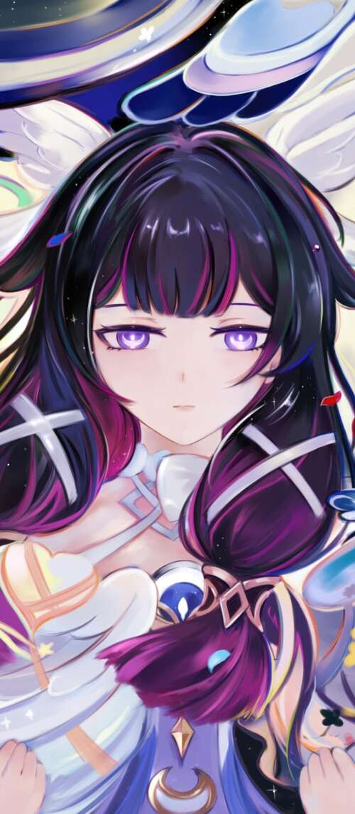 High-resolution anime portrait of Columbina from Genshin Impact. download free phone wallpaper