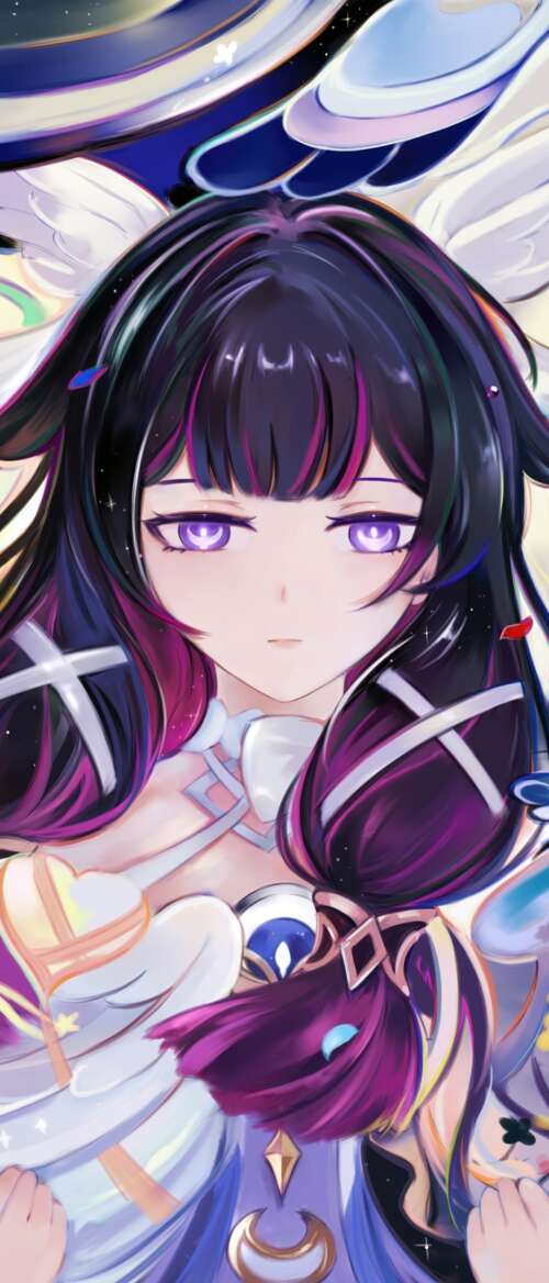 High-resolution anime portrait of Columbina from Genshin Impact. nubia Flip 3 wallpaper download