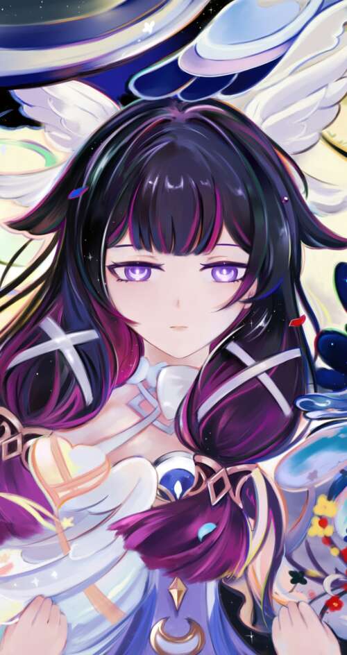 High-resolution anime portrait of Columbina from Genshin Impact. Sharp Aquos C10 download free phone wallpaper