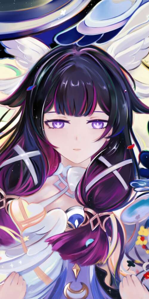 High-resolution anime portrait of Columbina from Genshin Impact. Doogee Fire 3 Ultra wallpaper photo gallery download
