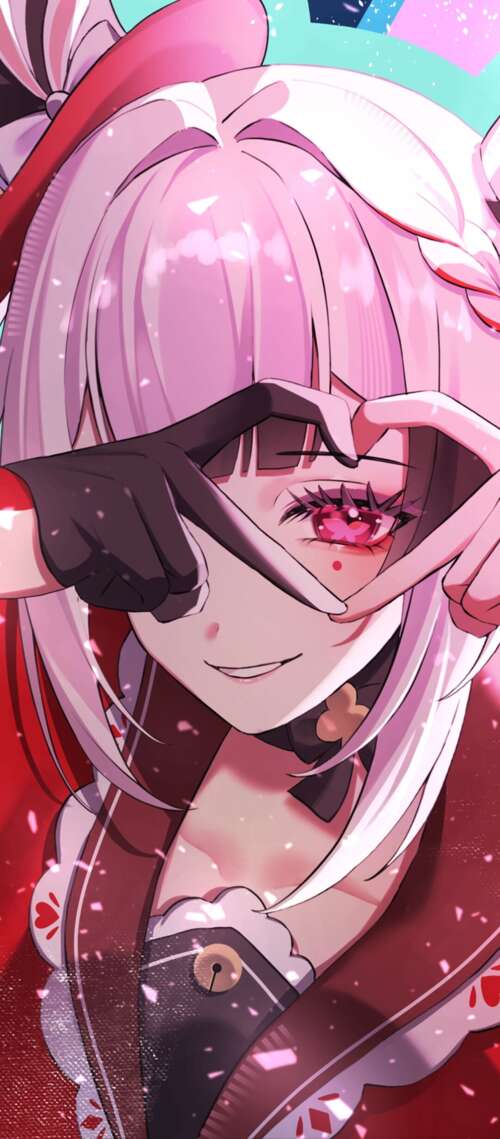 A beautiful anime girl from Honkai: Star Rail featuring pink hearts and love hearts... Oukitel WP56 wallpaper photo gallery download