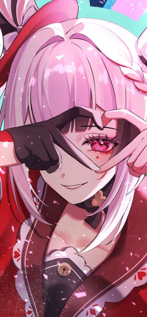 A beautiful anime girl from Honkai: Star Rail featuring pink hearts and love hearts... UmiDigi Umidigi X wallpaper photo gallery download
