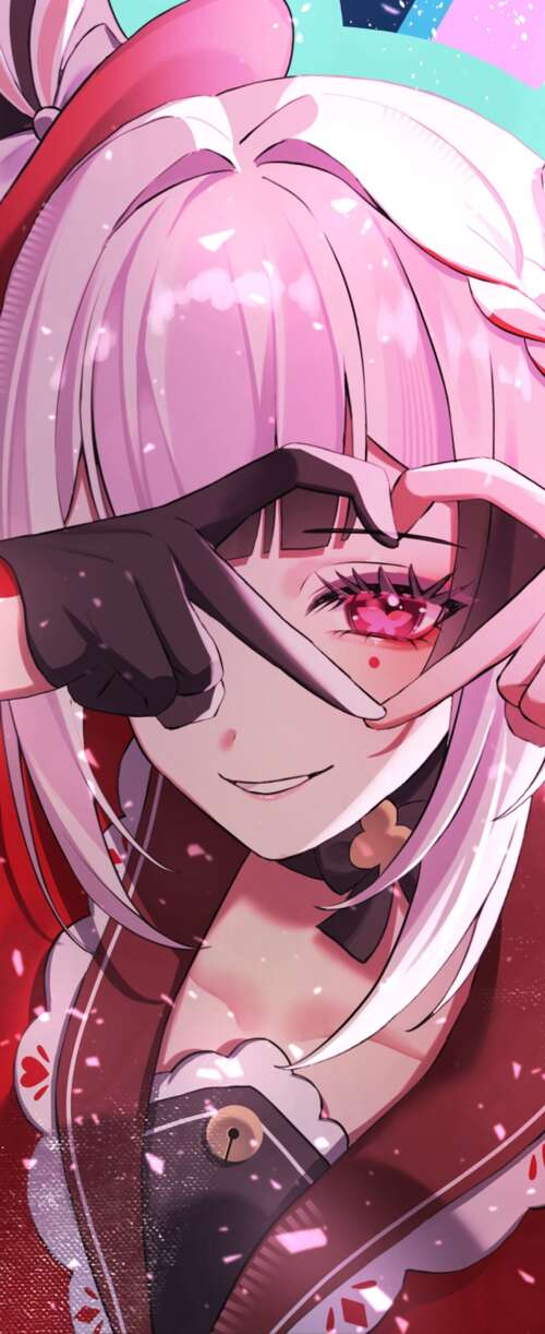 A beautiful anime girl from Honkai: Star Rail featuring pink hearts and love hearts... Samsung Galaxy Z Flip7 FE free background images