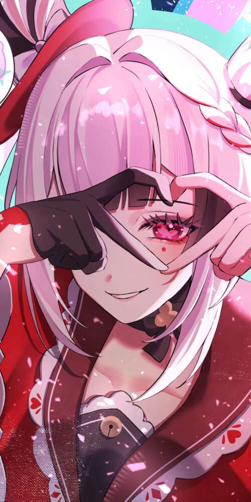 A beautiful anime girl from Honkai: Star Rail featuring pink hearts and love hearts... Ulefone Rugking 2 Pro wallpaper images