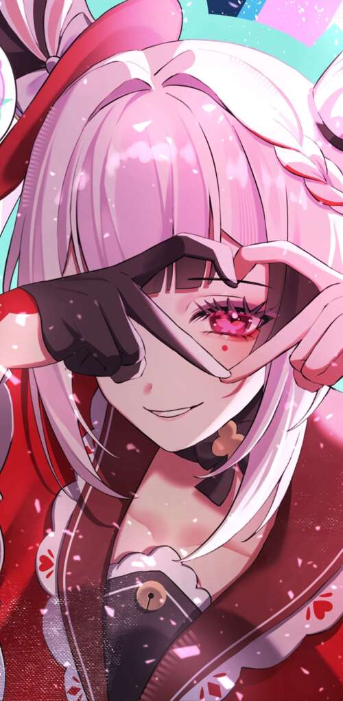 A beautiful anime girl from Honkai: Star Rail featuring pink hearts and love hearts... Huawei Mate 30 Pro wallpaper photo gallery download