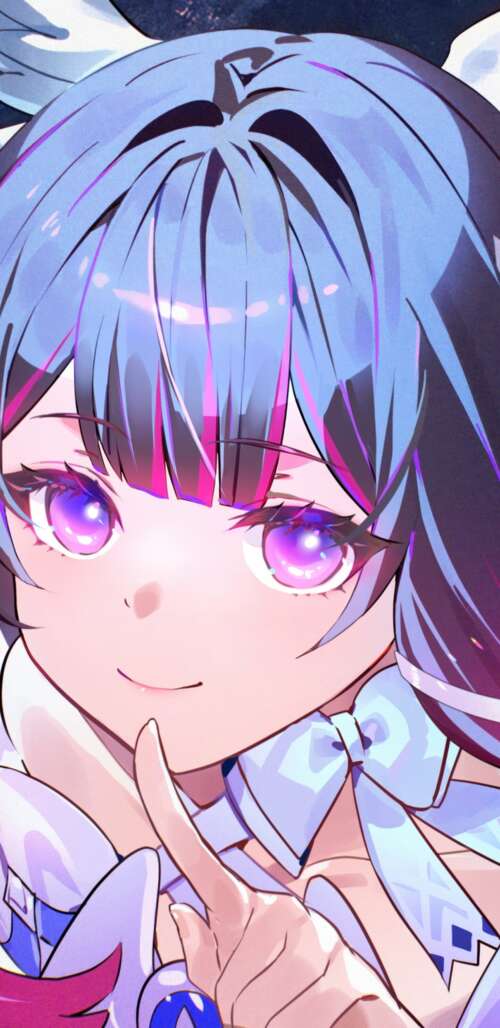 Anime girl with purple eyes and white angel wings posing under a bright full moon... mobile wallpaper