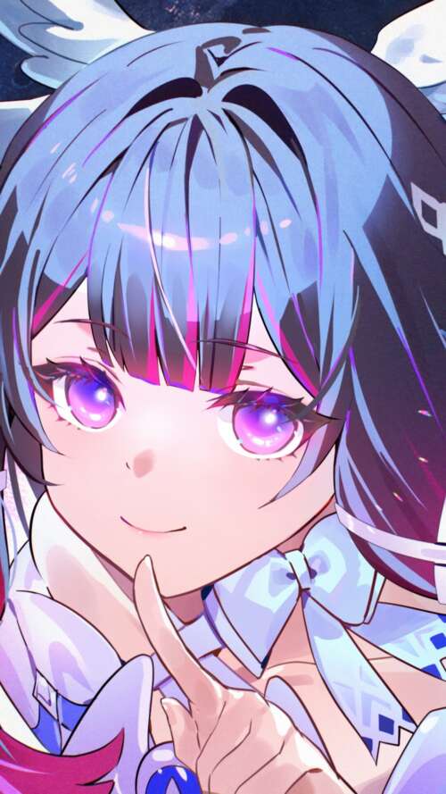 Anime girl with purple eyes and white angel wings posing under a bright full moon... Apple iPhone SE 2022