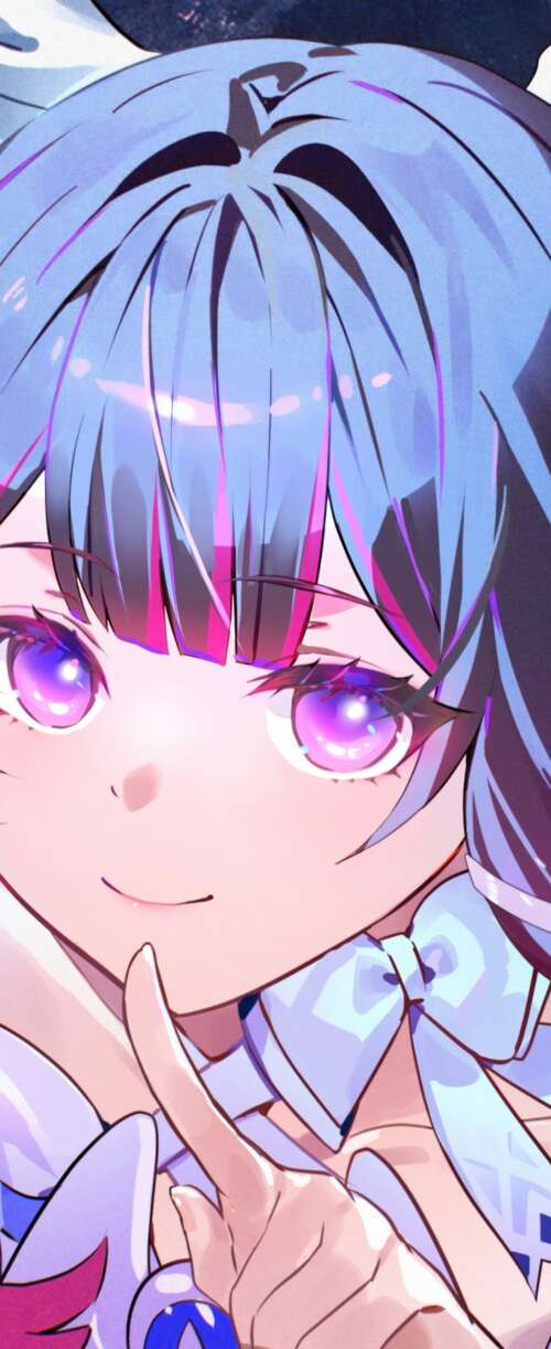 Anime girl with purple eyes and white angel wings posing under a bright full moon... Samsung Galaxy Z Flip7 FE lock screen wallpaper