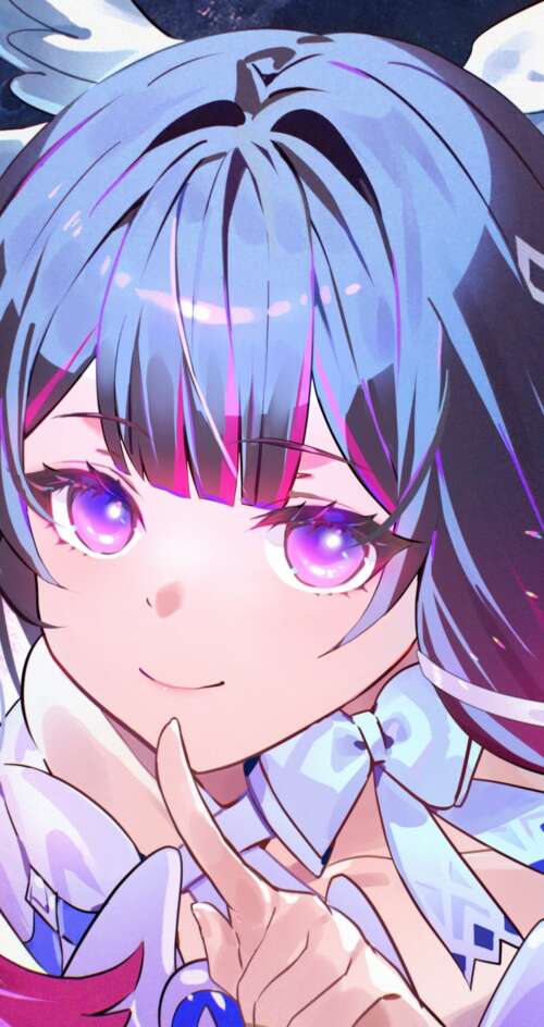 Anime girl with purple eyes and white angel wings posing under a bright full moon... Sharp Aquos C10 mobile wallpaper