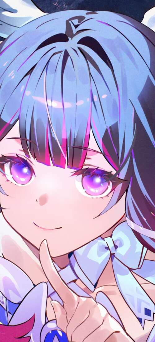 Anime girl with purple eyes and white angel wings posing under a bright full moon... Honor Power2 cell phone backgrounds free