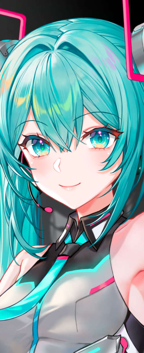 Hatsune Miku from Vocaloid wearing futuristic ASUS ROG gaming headset and tech-inspired... Samsung Galaxy Z Flip7 FE pictures for wallpaper