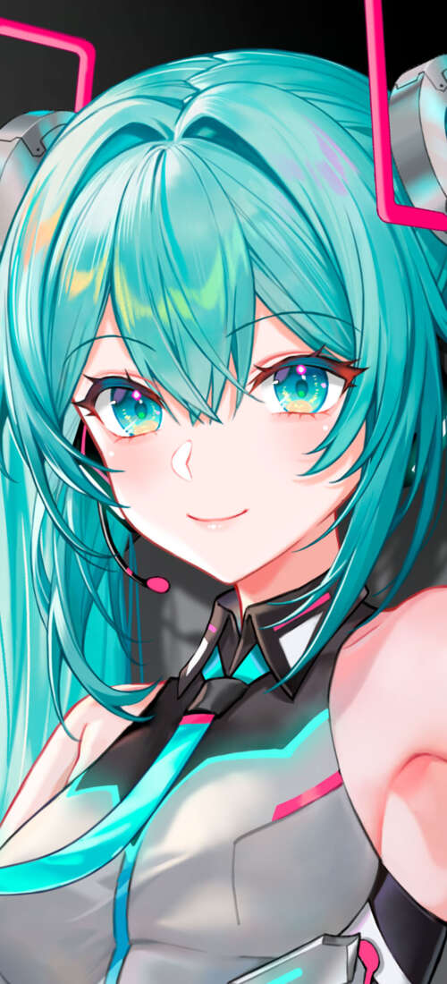 Hatsune Miku from Vocaloid wearing futuristic ASUS ROG gaming headset and tech-inspired... Honor Power2 wallpaper photo gallery download